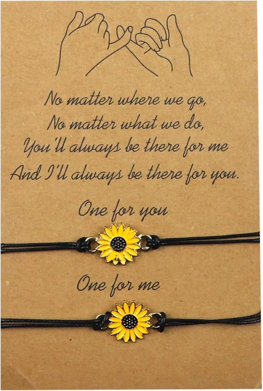 AUEAR, Bracelets Best Friends Sunflower Promise Long Distance Matching Bracelet for Couples Mother