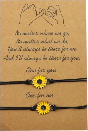 AUEAR, Bracelets Best Friends Sunflower Promise Long Distance Matching Bracelet for Couples Mother