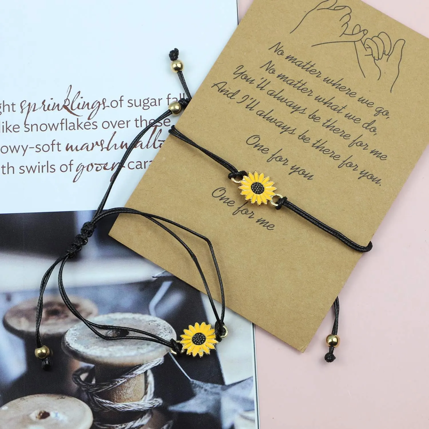 AUEAR, Bracelets Best Friends Sunflower Promise Long Distance Matching Bracelet for Couples Mother