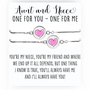 Aunt and Niece Matching Heart Bracelets - Niece Gift from Aunt - Best Friend Bracelet - Friendship Bracelet - Minimalist Bracelet - Gifts for Best Friend - Box Chain Bracelet