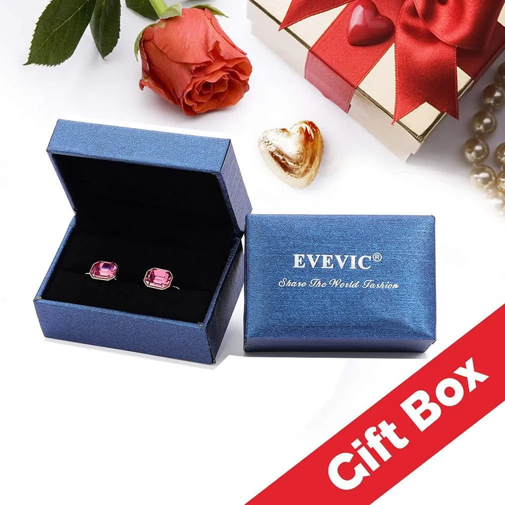Austrian Crystal Octagon Leverback Drop Earrings for Women 14K Rose Gold Plated Hypoallergenic Jewelry