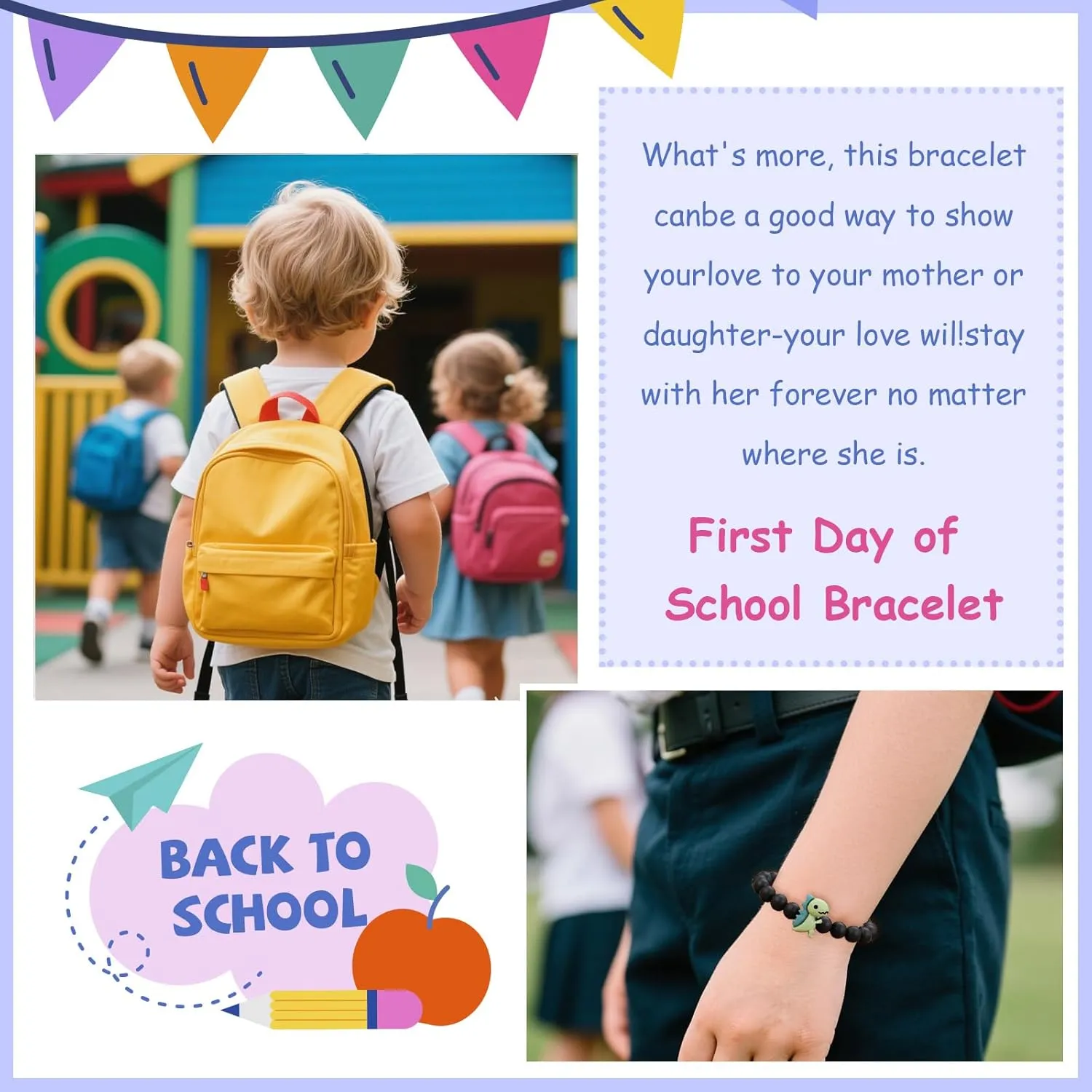 Back to School Bracelet First Day of School Kindergarten Bracelet Mommy and Me Matching Wish Bracelets Set Back to Schools Gifts Stuff Decorations