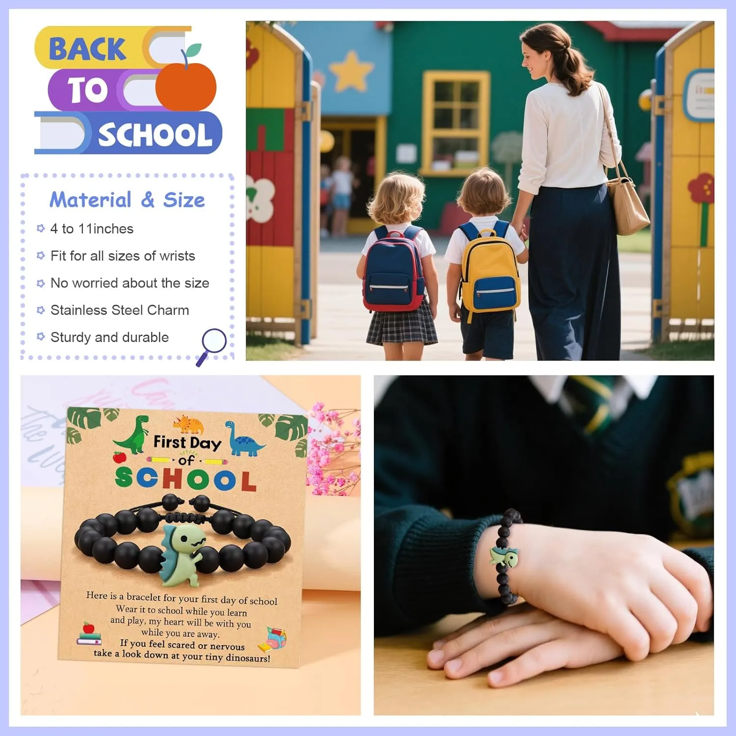Back to School Bracelet First Day of School Kindergarten Bracelet Mommy and Me Matching Wish Bracelets Set Back to Schools Gifts Stuff Decorations
