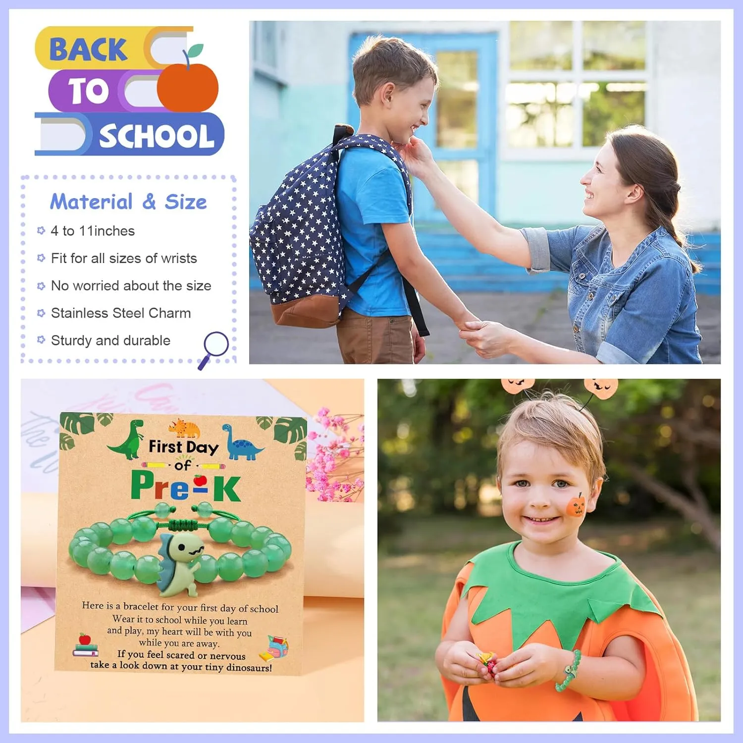 Back to School Outfits First Day of School Bracelet Back to School Gifts Adjustable Mommy and Me Bracelets Cute Clay Bracelets for Mother Daughter