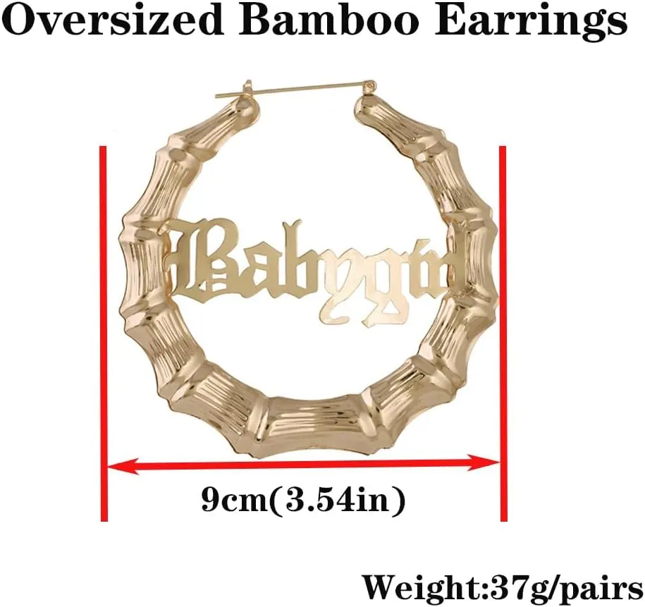 Bamboo Earrings for Women 90s 80s Large Bamboo Joint Hoop Earrings Big Circle Earrings Studs Punk Party Hip-Hop Fashion Jewelry