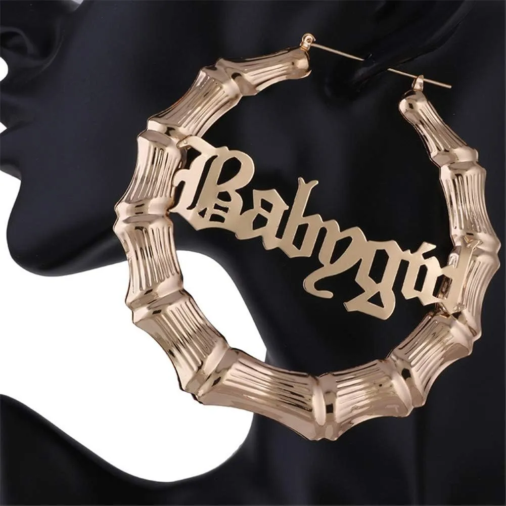 Bamboo Earrings for Women 90s 80s Large Bamboo Joint Hoop Earrings Big Circle Earrings Studs Punk Party Hip-Hop Fashion Jewelry