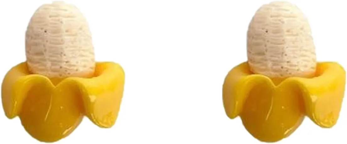 Banana Earrings for Women Flat Back Hypoallergenic Stud Cute Fun Summer Yellow Small Everyday Jewelry Gift