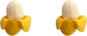 Banana Earrings for Women Flat Back Hypoallergenic Stud Cute Fun Summer Yellow Small Everyday Jewelry Gift