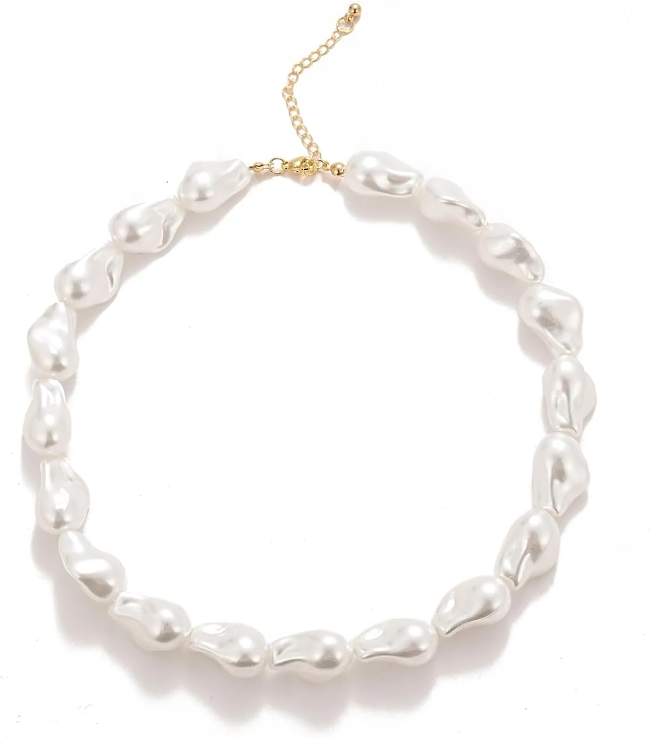 Baroque Pearl Necklace for Women Boho Irregular Pearl Choker Necklace Gold Vintage Pearl Charm Choker Necklace Dainty White Pearl Beaded Necklace Birthday Wedding Jewelry Gifts for Women