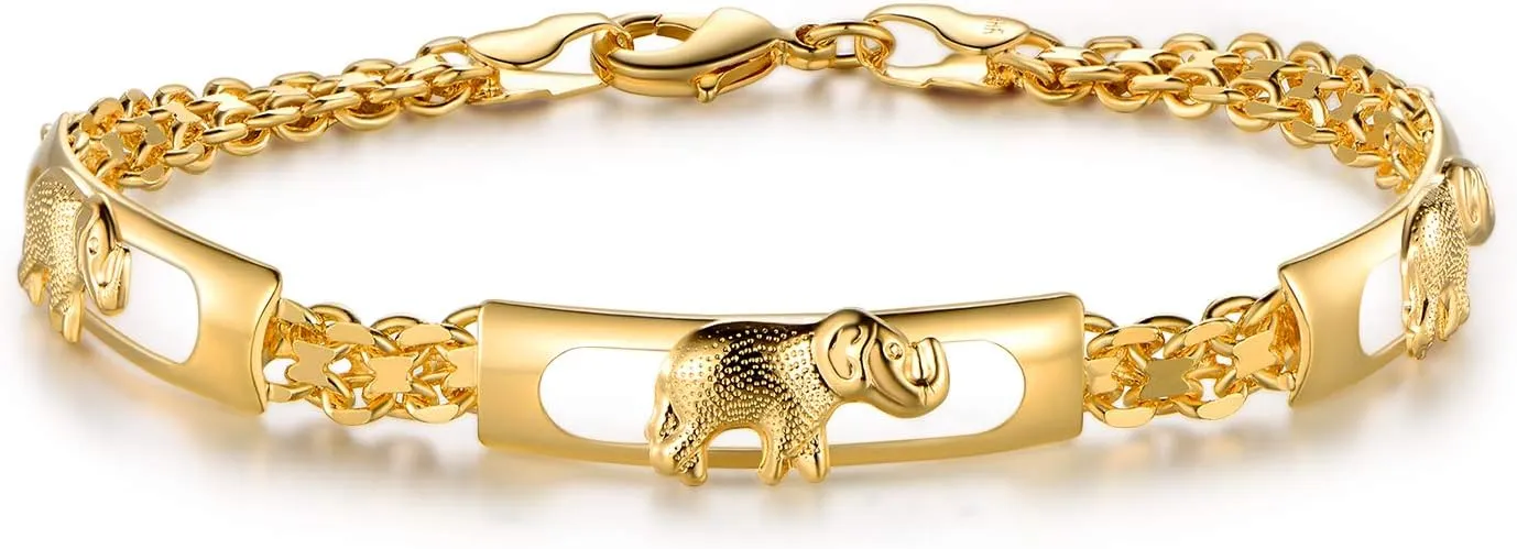 Barzel 18K Gold Plated Elephant Bracelets Elephant Gifts For Women Elephant Jewelry
