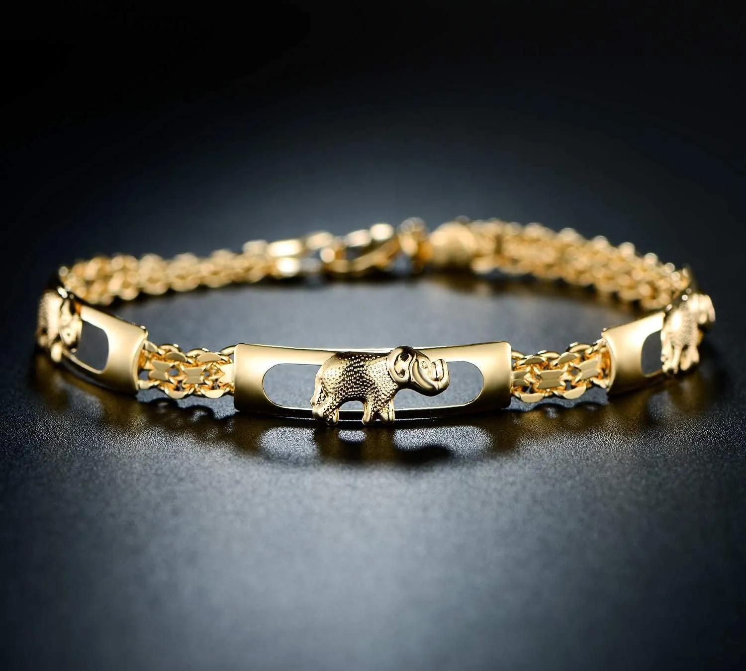 Barzel 18K Gold Plated Elephant Bracelets Elephant Gifts For Women Elephant Jewelry