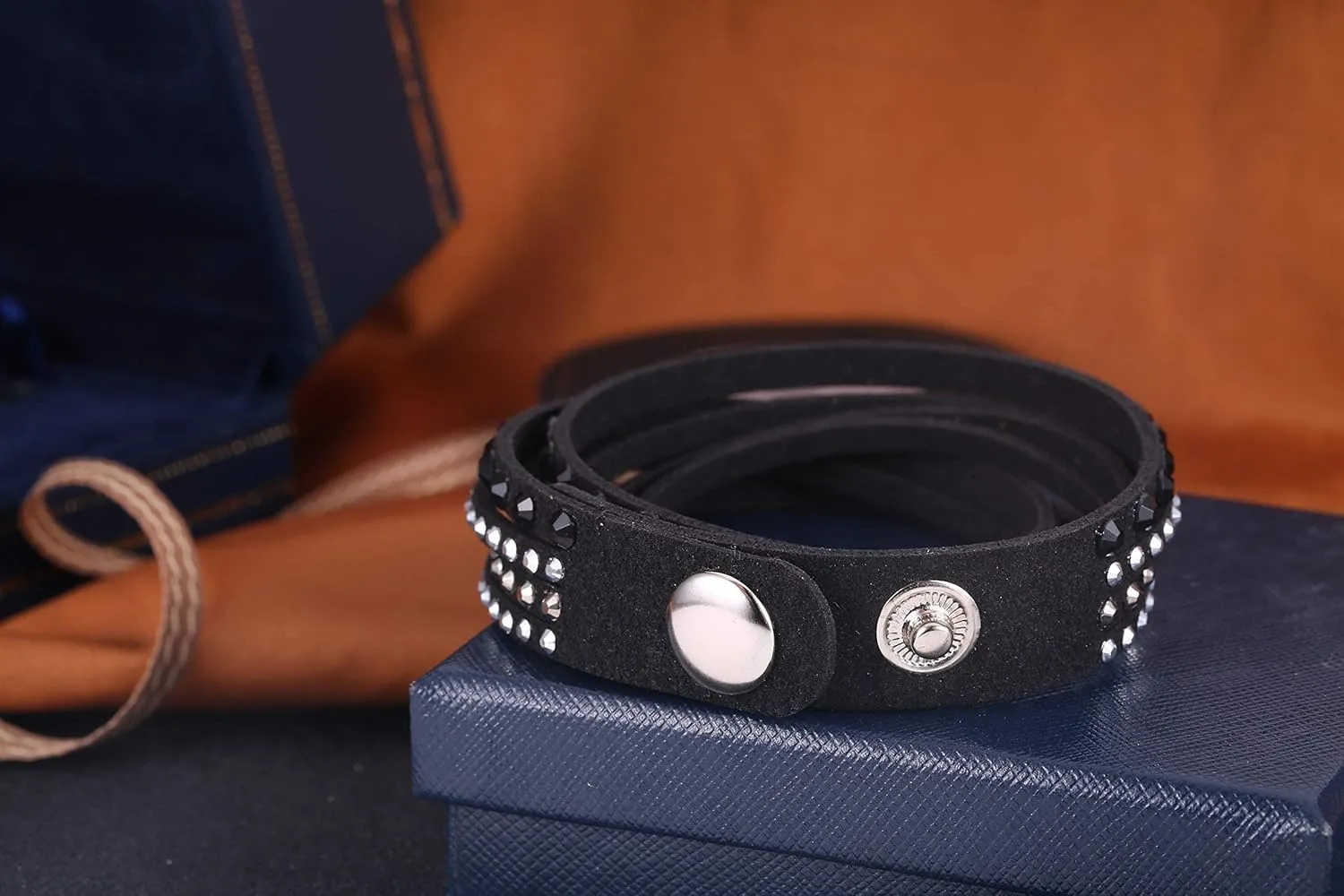 Barzel Leather Created Austrian Crystals Wrap Bracelets (Many Options Available)
