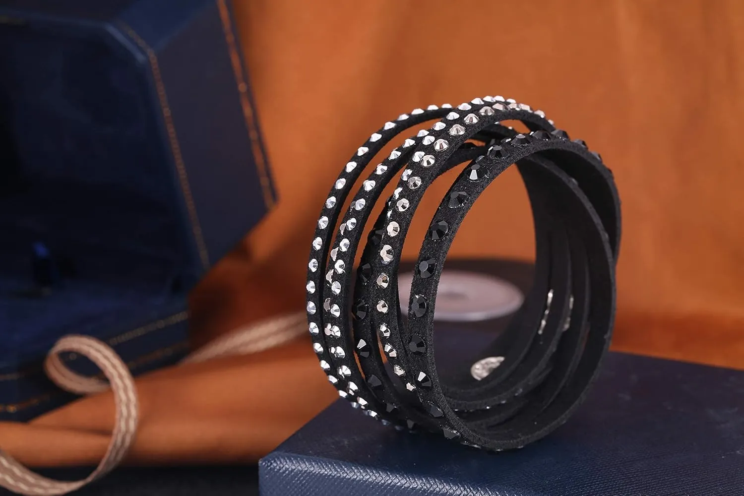 Barzel Leather Created Austrian Crystals Wrap Bracelets (Many Options Available)