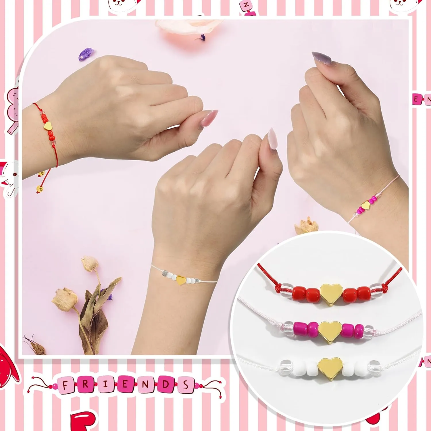 BAYLAY Friendship Gifts for Women Friends Bff Sister Bestie Her, 2/3/5 Friendship Bracelets for Women Heart Bracelets, Galentines Day Gifts for Women Girls Friends