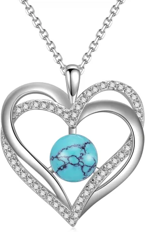BDL Genuine Turquoise Jewelry for Women-925 Sterling Silver Pendant Necklaces Gifts for Her,Vintage Concert Festival Accessories for Anniversaries/Mother's Day/Christmas