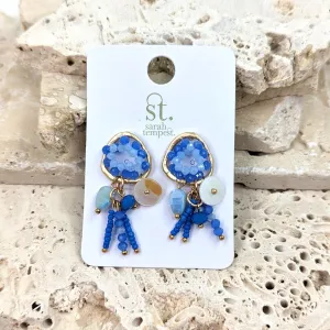 Bead filled earrings with dangles