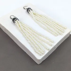 Beaded tassel drop earrings