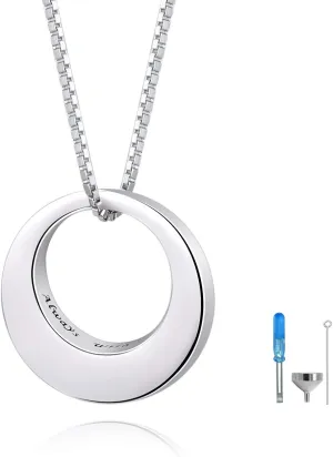 BEILIN Sterling Silver Circle of Life Eternity Memorial Urn Necklace Always with me Cremation Jewelry Pendant Necklaces for ashes