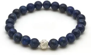 BERGERLIN - Real natural stone bracelet with 925 Sterling silver pearl and genuine 8mm natural stone pearls - Certified Quality