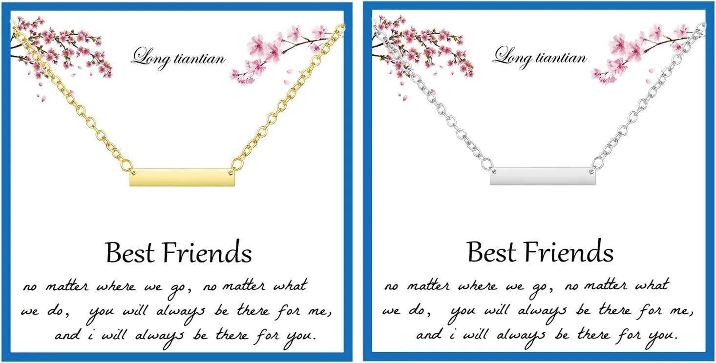 Best Friend Necklaces for 2 Dainty Bar Neckalce Elephant Love Knot Mountain Lock Necklace Jewelry Gifts for Women Teen Girl Gifts Trendy Stuff
