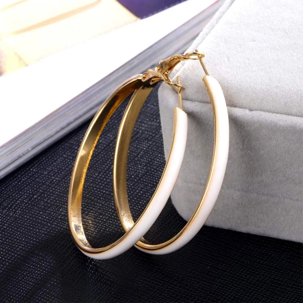 Big 5cm Circle Hoop Earring Multicolor Enamel Round Dangle Drop Earrings for Women Exaggerated Statement Jewelry