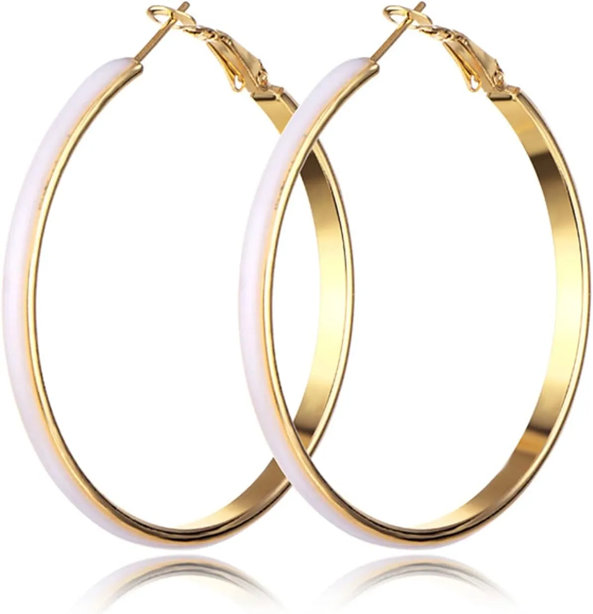 Big 5cm Circle Hoop Earring Multicolor Enamel Round Dangle Drop Earrings for Women Exaggerated Statement Jewelry