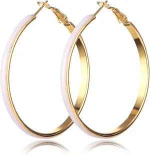 Big 5cm Circle Hoop Earring Multicolor Enamel Round Dangle Drop Earrings for Women Exaggerated Statement Jewelry