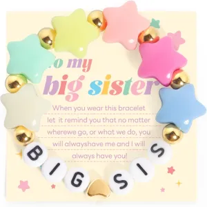 Big Sister Bracelets, Heart Charm Beads Stackable Bracelet Surfer Stretch Accessories Jewelry Gift for Big Sis