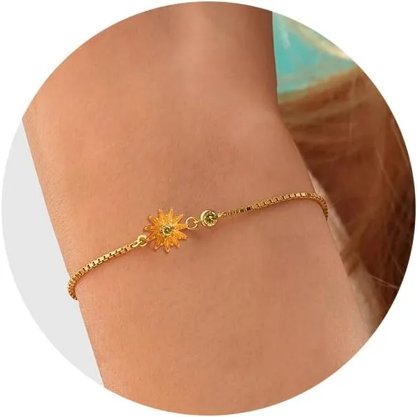 Birthday Gifts for Women, Birthstone Bracelets for Women Girls Mom Birthday Gifts for Her Adjustable Gold Birth Flower Link Bracelet 18th 21st 30th 40th 50th Mothers Day Gift Birthday Jewelry