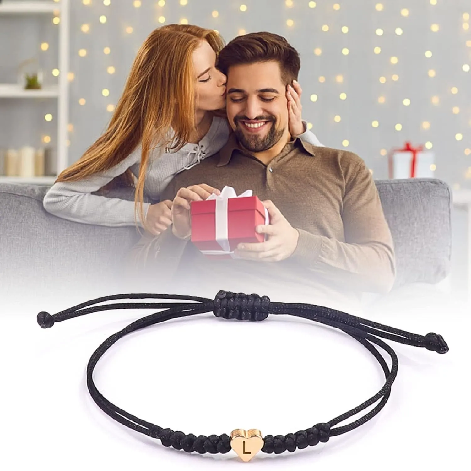 Black Initial Bracelet Initial M Charm Letter Bracelets for Women Men Teen Girls Handmade Rope Braided Initial Bracelets Heart Letter Woven Bracelet Graduation Mothers Day Gifts for Mom(M)