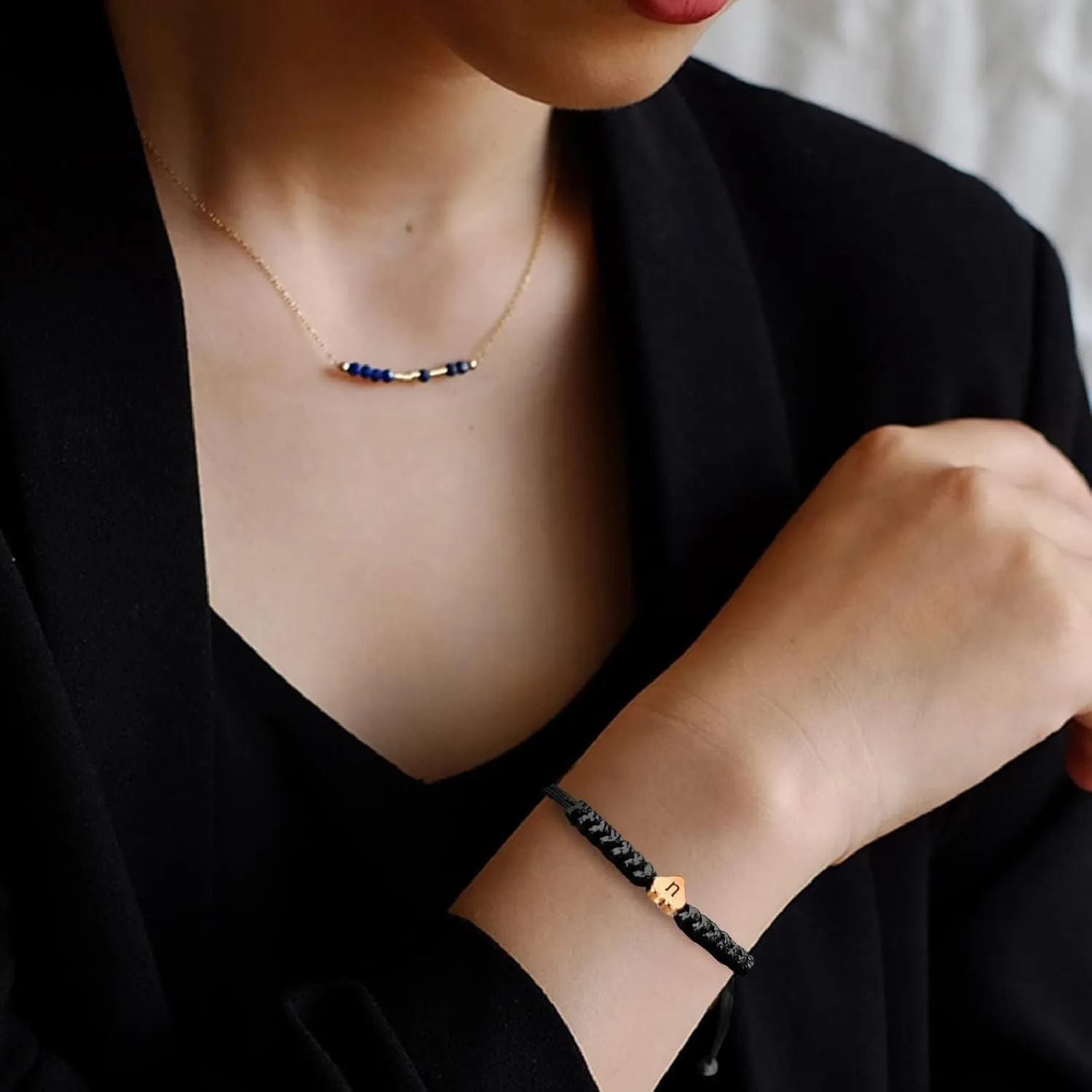 Black Initial Bracelet Initial M Charm Letter Bracelets for Women Men Teen Girls Handmade Rope Braided Initial Bracelets Heart Letter Woven Bracelet Graduation Mothers Day Gifts for Mom(M)