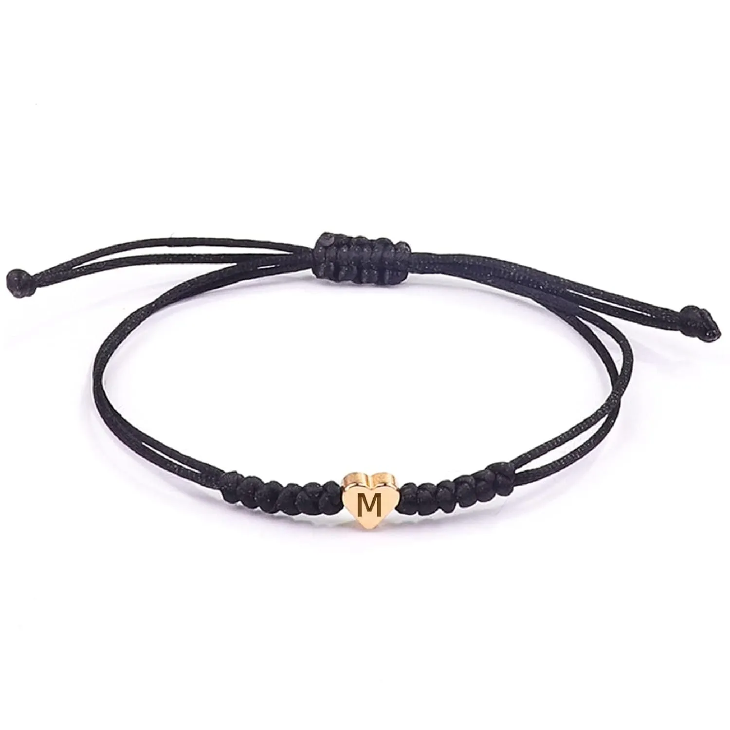 Black Initial Bracelet Initial M Charm Letter Bracelets for Women Men Teen Girls Handmade Rope Braided Initial Bracelets Heart Letter Woven Bracelet Graduation Mothers Day Gifts for Mom(M)