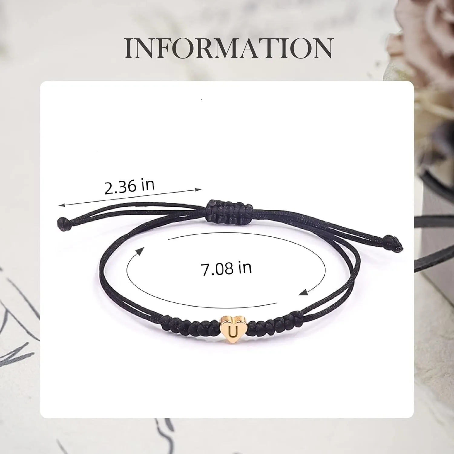 Black Initial Bracelet Initial M Charm Letter Bracelets for Women Men Teen Girls Handmade Rope Braided Initial Bracelets Heart Letter Woven Bracelet Graduation Mothers Day Gifts for Mom(M)