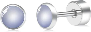 BLISI G23 Solid Titanium Stud Earrings 4mm Natural Stone Opal Stone Women Earrings Hypoallergenic Gemstone Earring for Sensitive Ears 20G