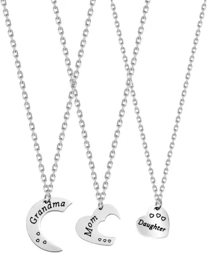 BNQL Generations Necklace Set Grandmother Mother Daughter Necklace Gift for Mom Granny