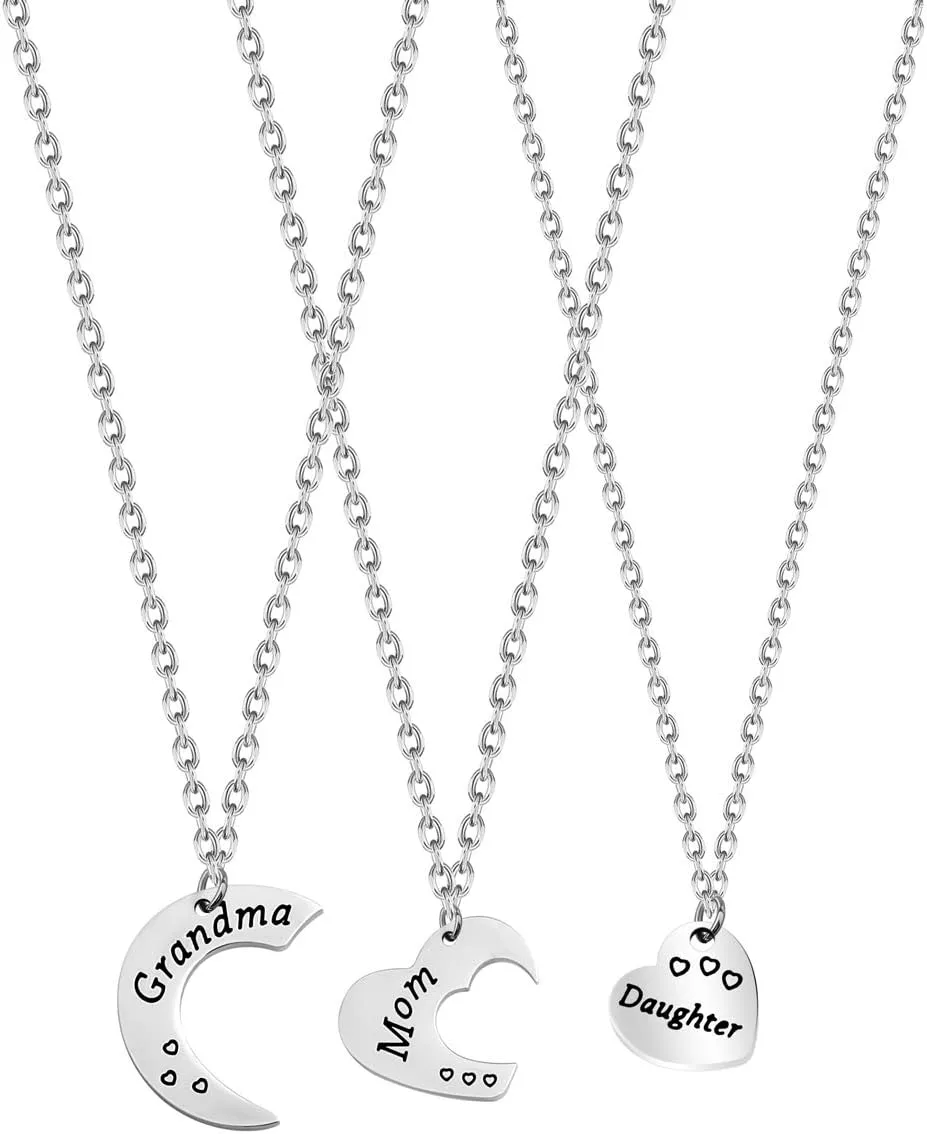BNQL Generations Necklace Set Grandmother Mother Daughter Necklace Gift for Mom Granny