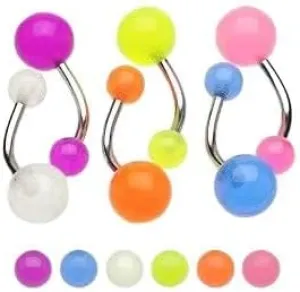 Body Accentz Glow in Dark Belly Rings Set of 6 Navel Rings Body Jewelry Piercing Bar Ring Rings 14g (put under light to recharge)