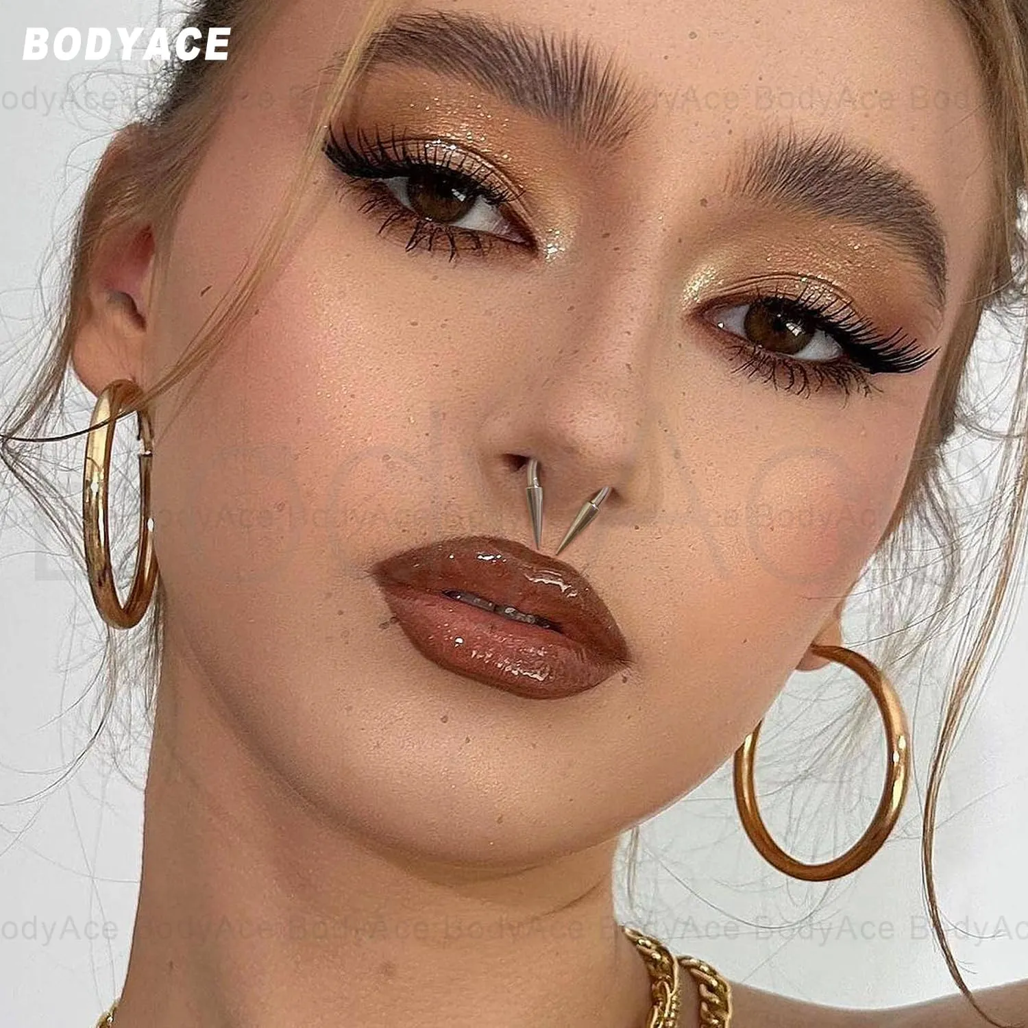 BodyAce 16G Spike Septum Rings 18G Horseshoe Nose Rings, Stainless Steel Tragus Cartilage Helix Earrings Hoop, Internal Threaded Rook Lip Piercing Jewelry