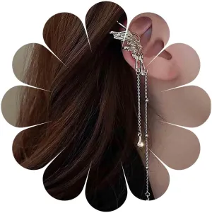 Bohemian Butterfly Ear Cuff Earrings Silver Butterfly Tassel Chain Dangle Earrings Butterfly Tassel Chain Cartilage Earrings Retro Butterfly Cuff Earrings Jewelry for Women