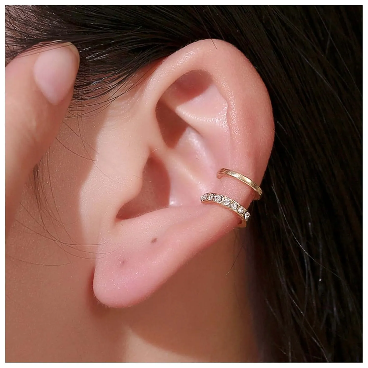 Boho Crystal Ear Cuff Earrings Gold Cz Ear Cuff No Piercing Earring Circle Ring Cartilage Cuff Earrings Round Hoop Cuff Wrap Earring Jewelry for Women and Girls
