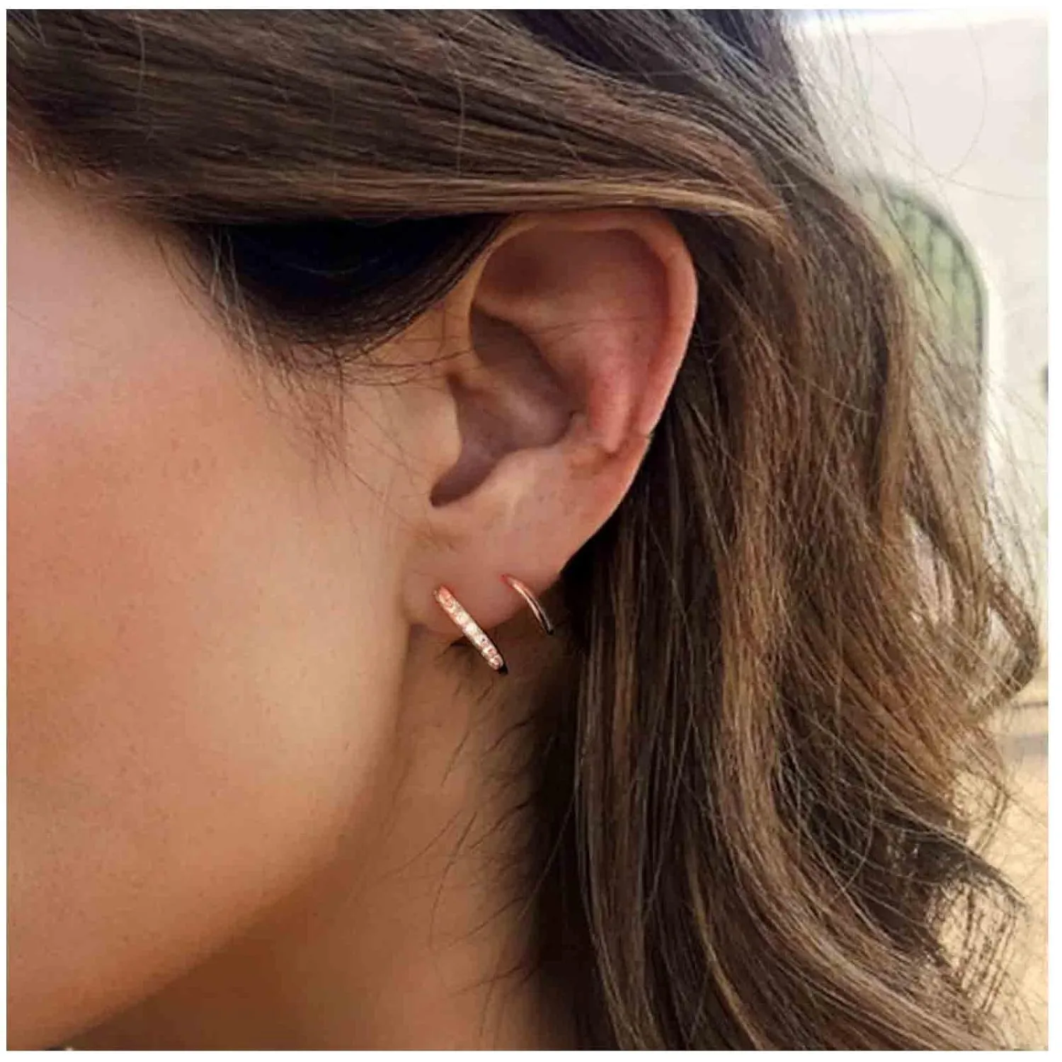 Boho Rhinestone Twist Earrings Cz Swirl Hoop Wrap Earrings Rose Gold Spiral Double Hoop Earrings Minimalist Spiral Earrings Jewelry for Women and Girls