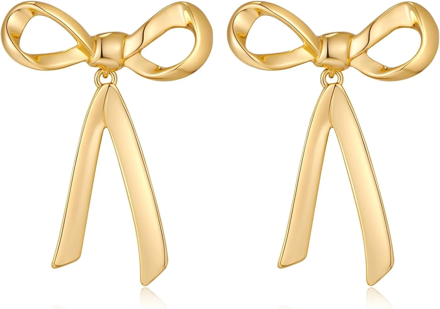 Bow Earrings Gold for Women, Christmas Fall Trendy Bow Pendant Earrings Cute Dainty Gold Accessories Piercing Earrings Jewelry Gifts