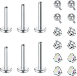 Briana Williams 16G Lip Rings Cartilage Tragus Helix Earrings Piercing Labret Stud Surgical Steel Lip Ear Piercing Jewelry 6mm 8mm 10mm Bar