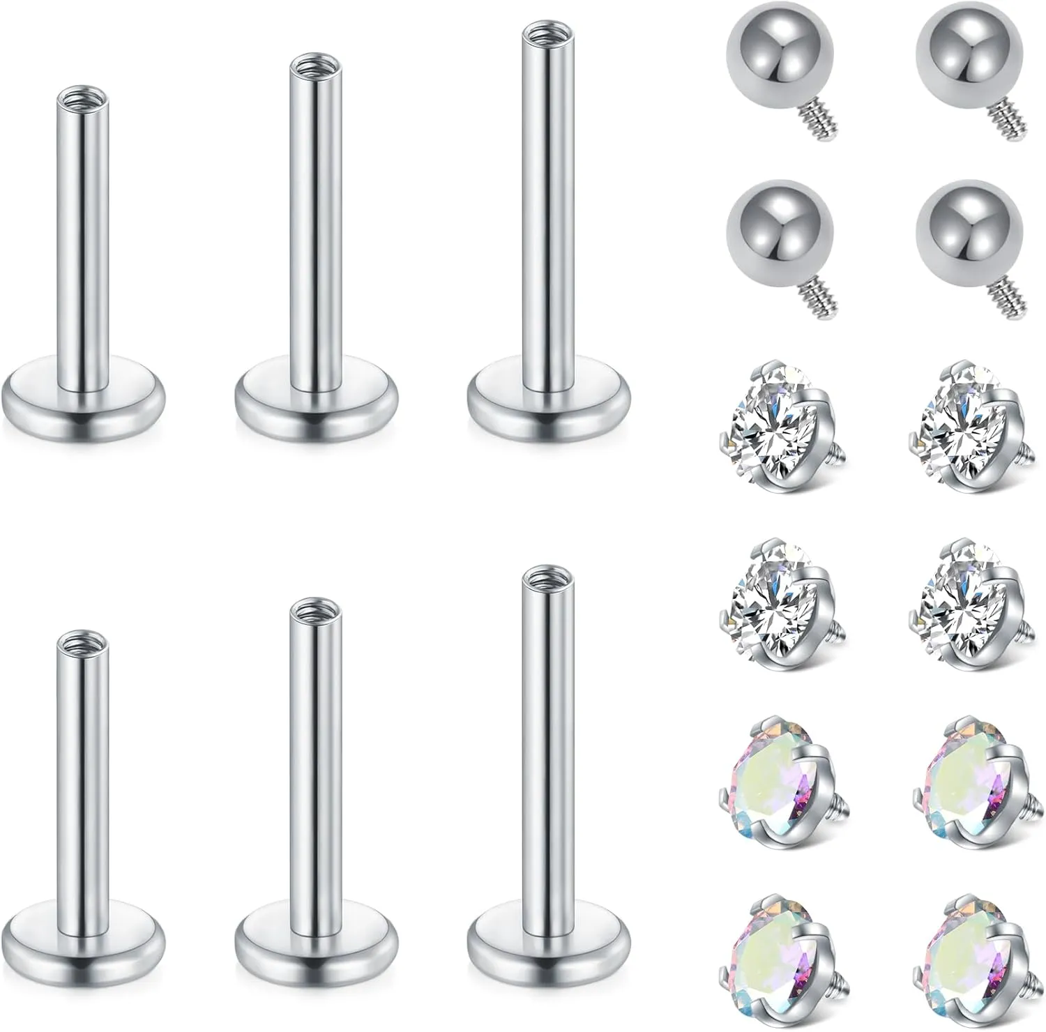 Briana Williams 16G Lip Rings Cartilage Tragus Helix Earrings Piercing Labret Stud Surgical Steel Lip Ear Piercing Jewelry 6mm 8mm 10mm Bar