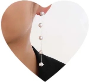 Bridal Wedding Gifts - Long Tassel Pearl Dangle Earrings Dangling Hanging Baroque AAA  Freshwater Pearl Drop Dangle Earring for Women