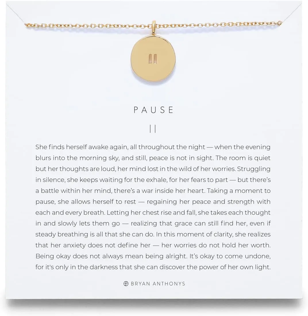 Bryan Anthonys Pause Necklace, 14K Gold Necklace for Women, Pendant, Adjustable Length