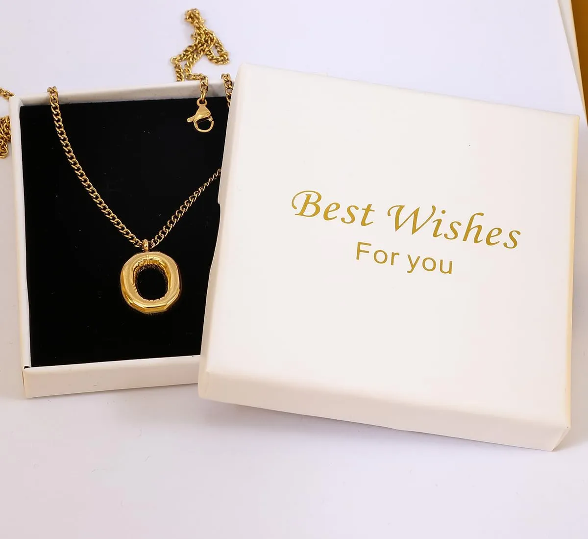 Bubble Initial Necklace Balloon 26 Letter Necklace Pendant Stainless Steel Layered 14K Gold Necklaces for Women