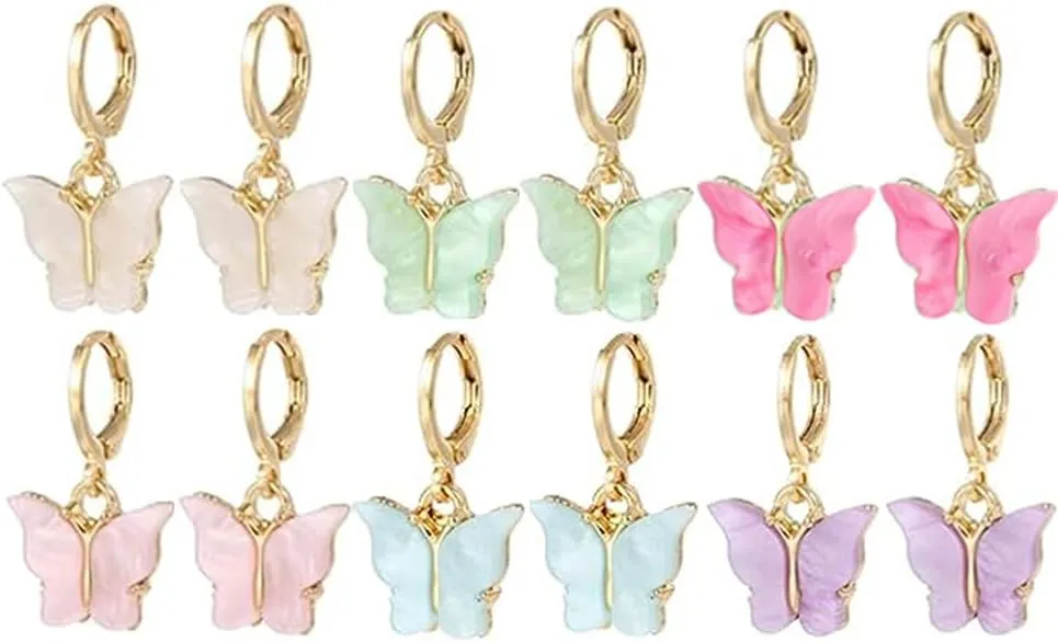 Butterfly Earrings Tiny Hoop Earrings Colorful Acrylic Butterfly Earrings For Women