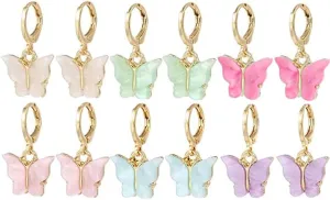 Butterfly Earrings Tiny Hoop Earrings Colorful Acrylic Butterfly Earrings For Women