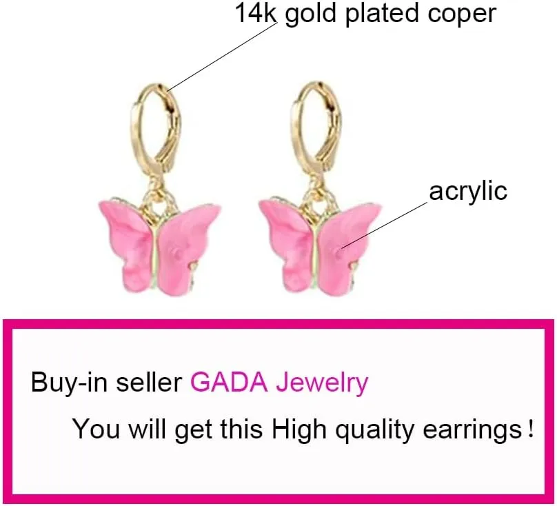 Butterfly Earrings Tiny Hoop Earrings Colorful Acrylic Butterfly Earrings For Women